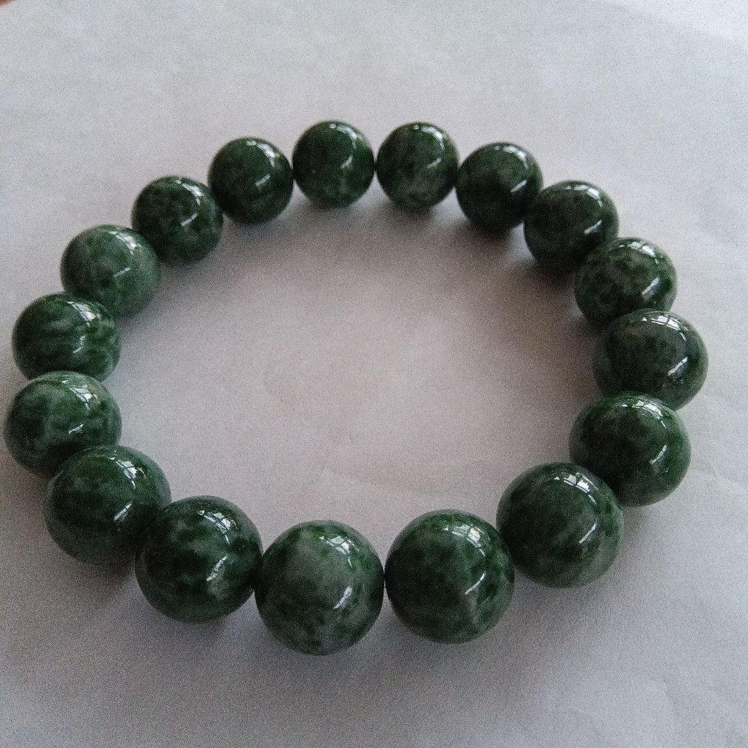 超希少、最上級品、国石、綺麗色)糸魚川翡翠ブレスレット、13mm✩男女兼用