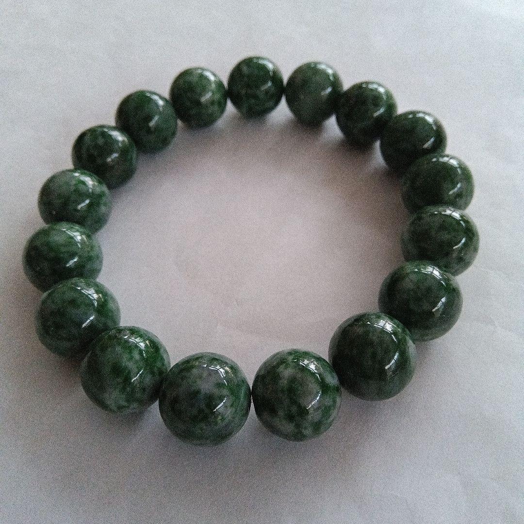 超希少、最上級品、国石、綺麗色)糸魚川翡翠ブレスレット、13mm✩男女兼用