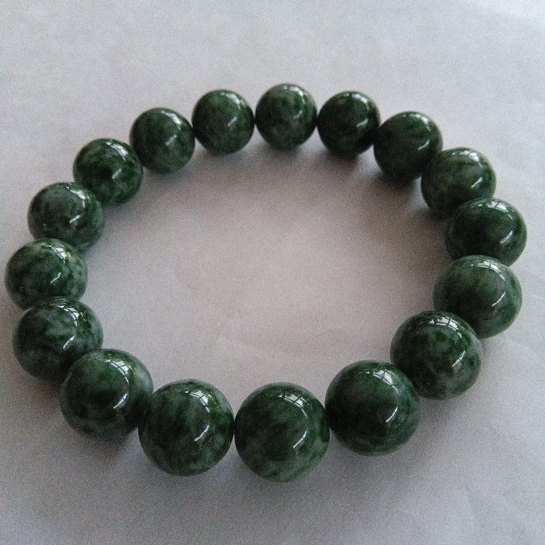 超希少、最上級品、国石、綺麗色)糸魚川翡翠ブレスレット、13mm✩男女兼用