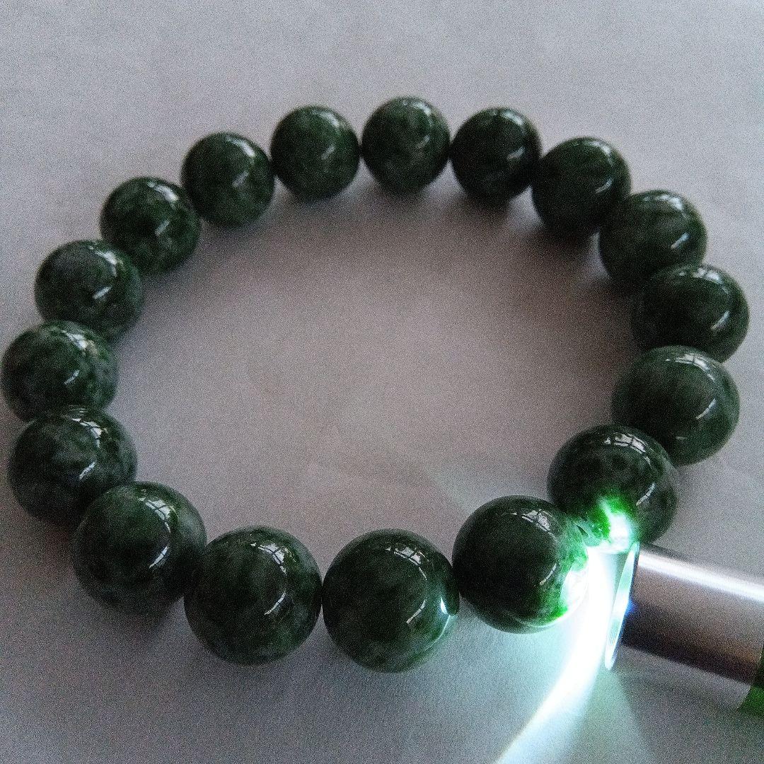 超希少、最上級品、国石、綺麗色)糸魚川翡翠ブレスレット、13mm✩男女兼用