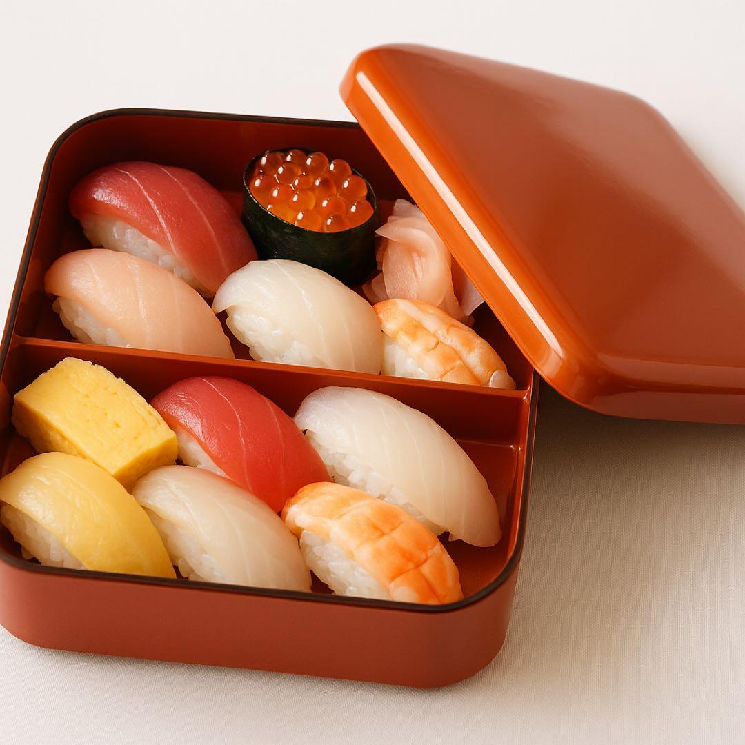 ごちそうが映える朱色が美しい割合箱。 上質輪島塗のわりご10客