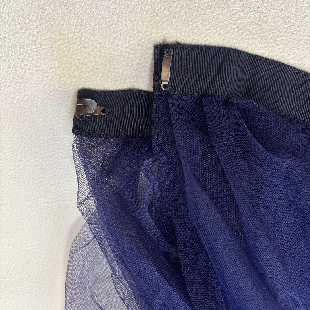 MYLAN マイラン チュール スカート マキシ丈 フレア ネイビー FREE