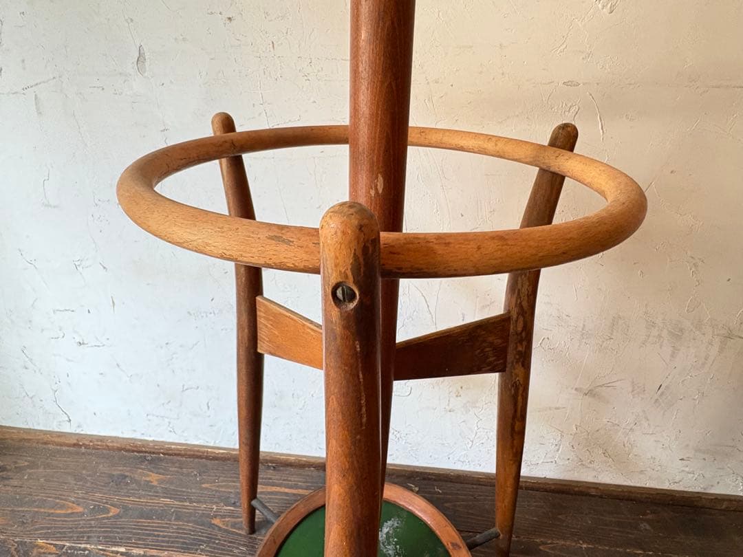 木製コートハンガー 傘立て付き レトロ アンティーク