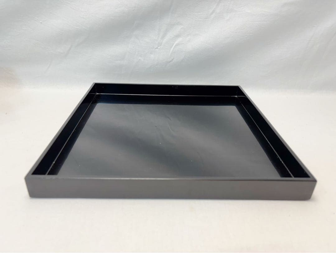 ほぼ未使用 懐石道具 木製黒真塗 四方膳 会席膳 平膳 5客揃 角膳 銘々盆