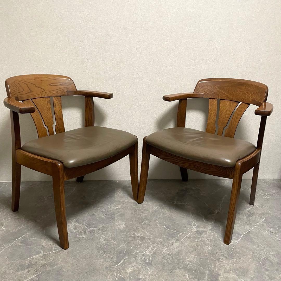 希少　辻木工　アームダイニングチェア② ヴィンテージ オーク無垢材 木製椅子