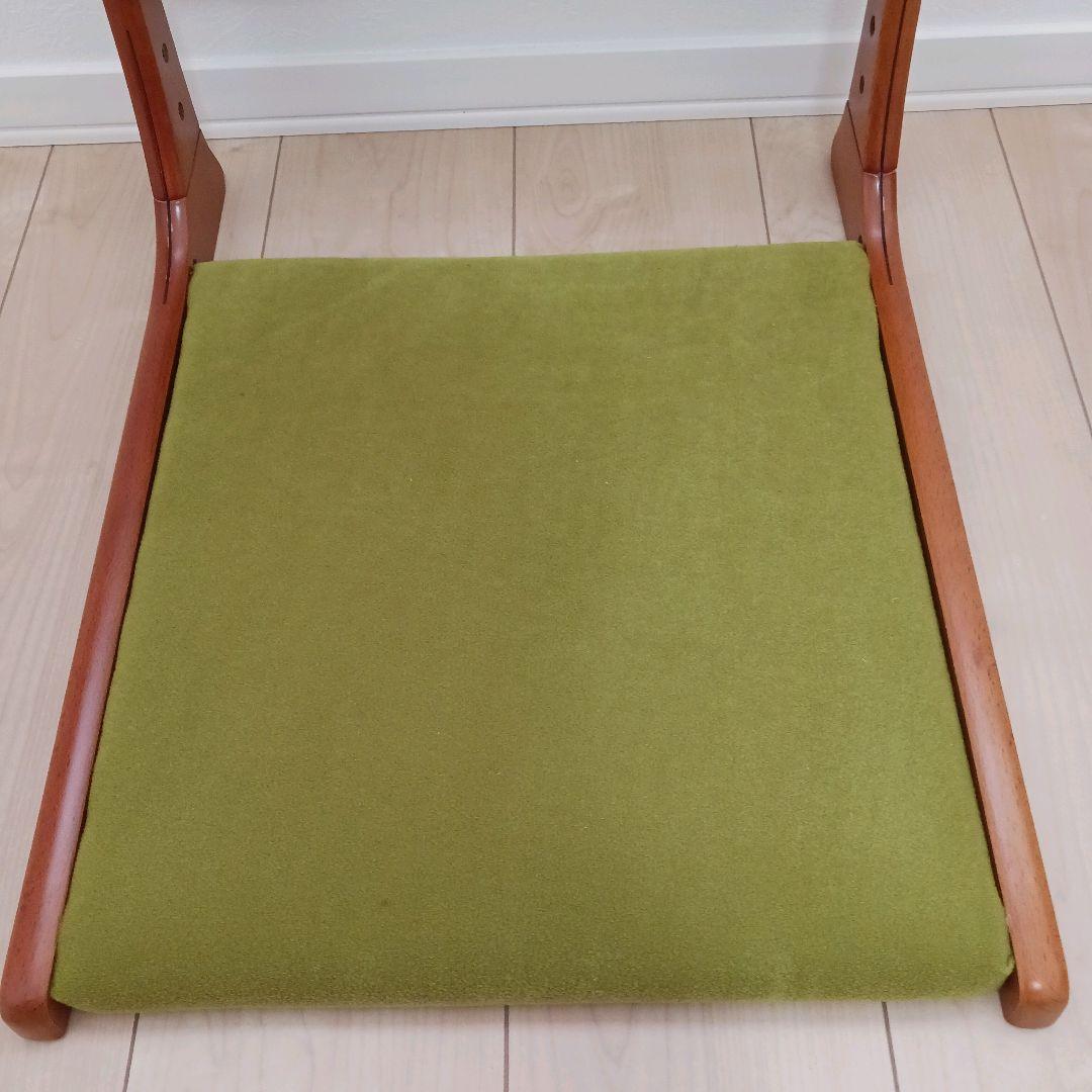 昭和レトロ 木製ローチェア 和モダン グリーン座面