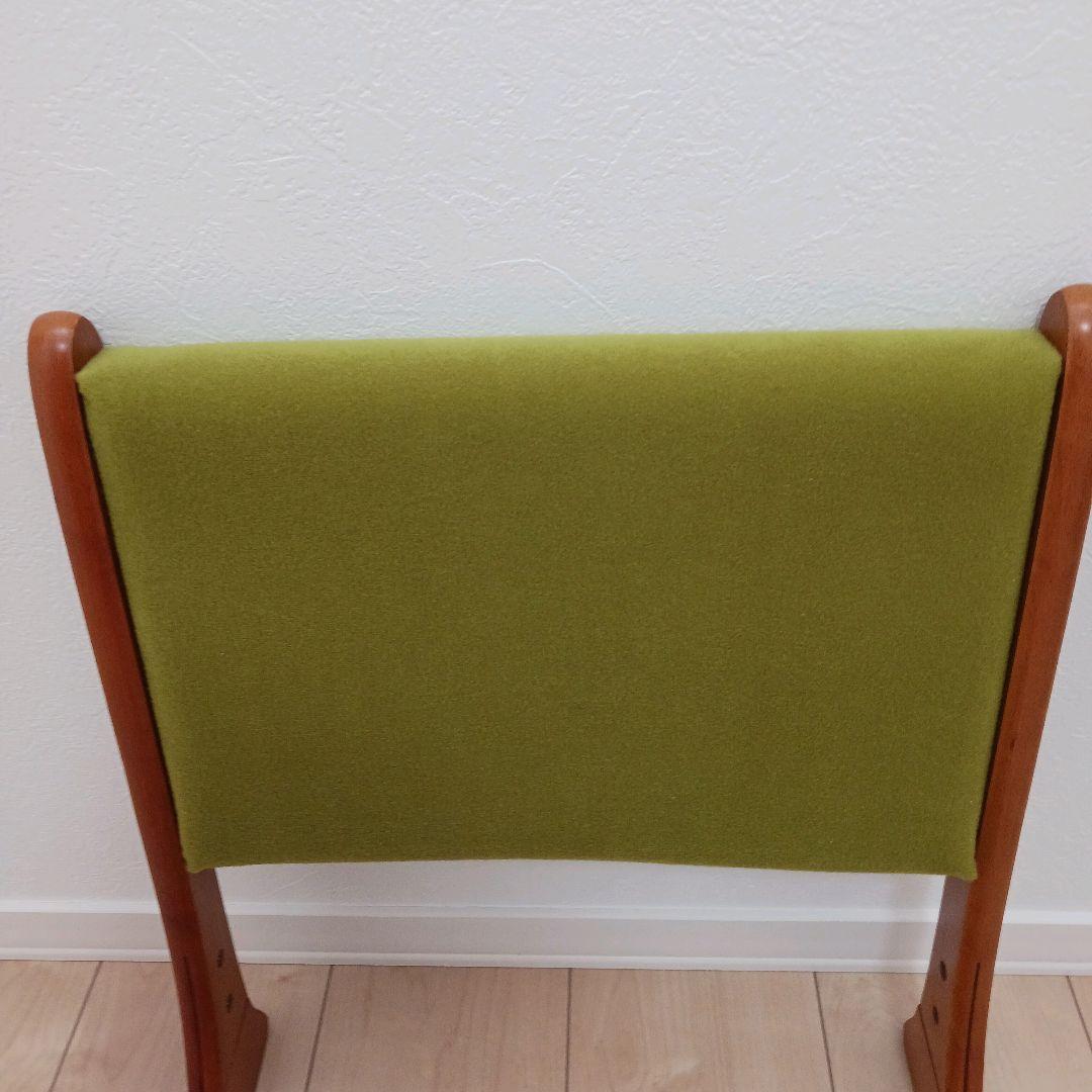 昭和レトロ 木製ローチェア 和モダン グリーン座面
