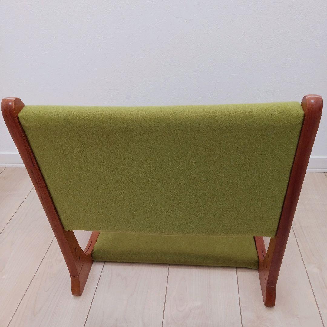 昭和レトロ 木製ローチェア 和モダン グリーン座面