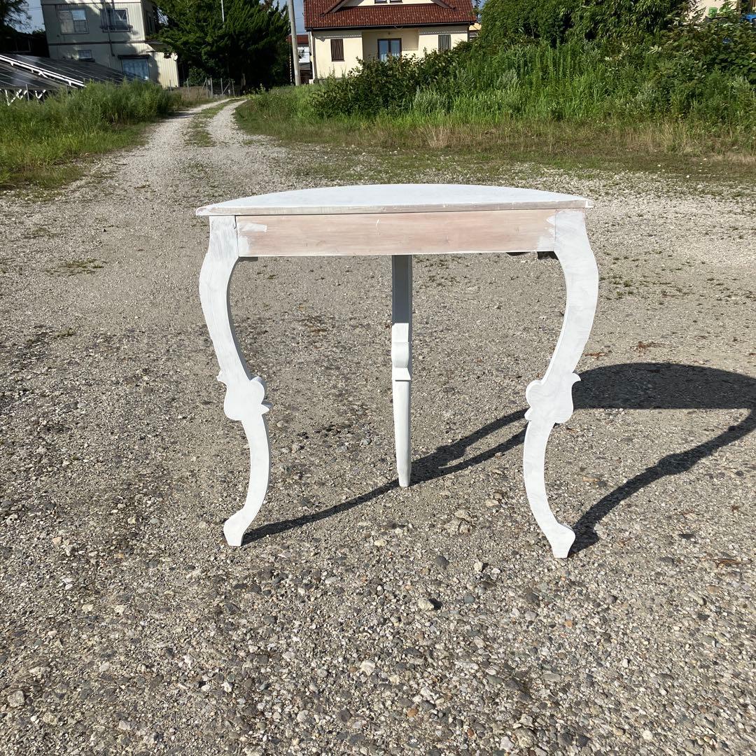 白 サイドテーブル 猫脚 玄関テーブル アンティーク 店舗什器 装飾台 飾り台