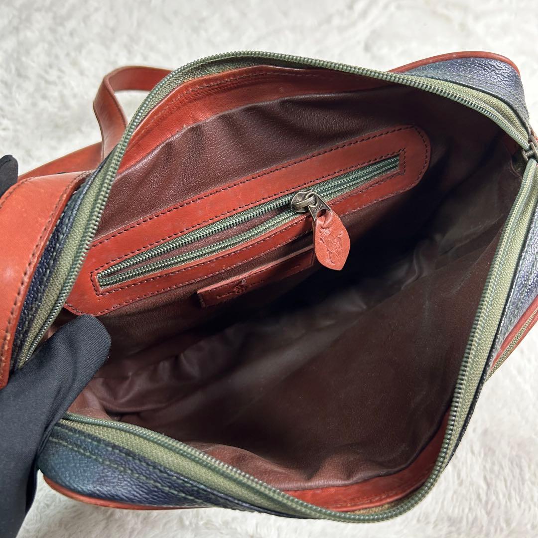 POLO RALPH LAUREN メッセンジャーバック　PVCレザー 緑