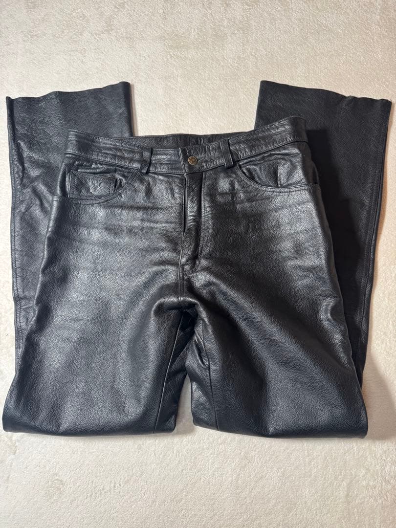★美品★ヴィンテージ　レザーフレアパンツ　牛革　ビックサイズ　L L
