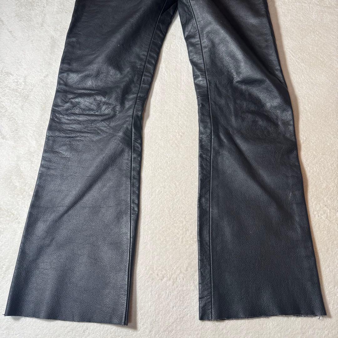 ★美品★ヴィンテージ　レザーフレアパンツ　牛革　ビックサイズ　L L