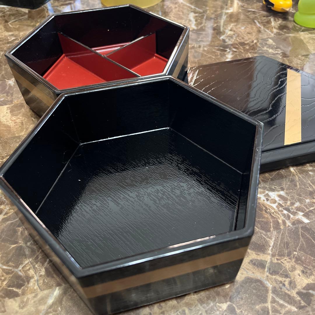未使用 六角形 3段重箱 3セット（仕切り付き）