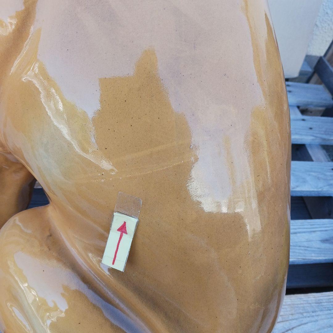 新品　陶器犬　大型犬　ゴールデン　レトリバー　難有　オブジェ　置物　イエロー　黄