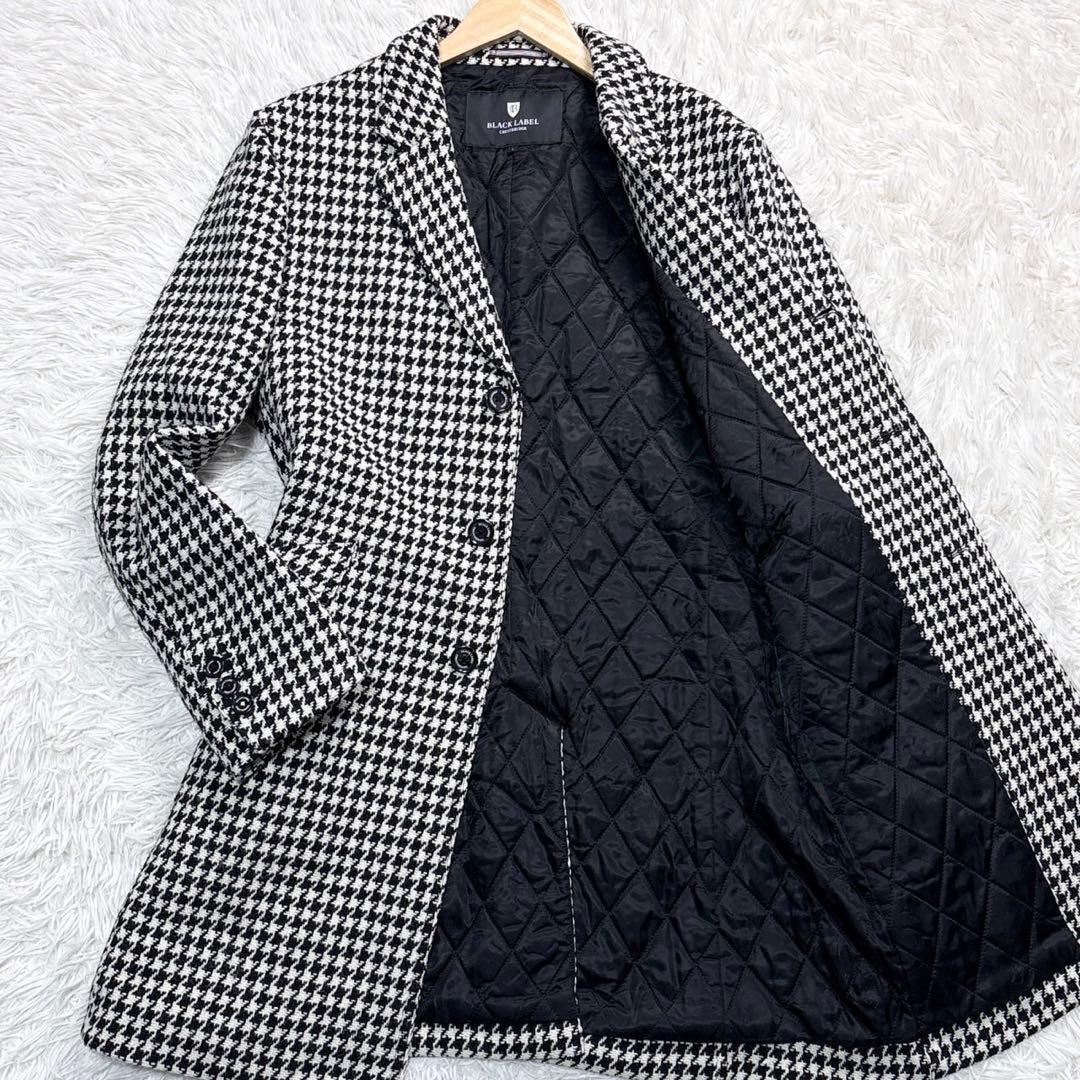 クレストブリッジ チェスターコート 千鳥柄 チェック L ロング ブラック中綿