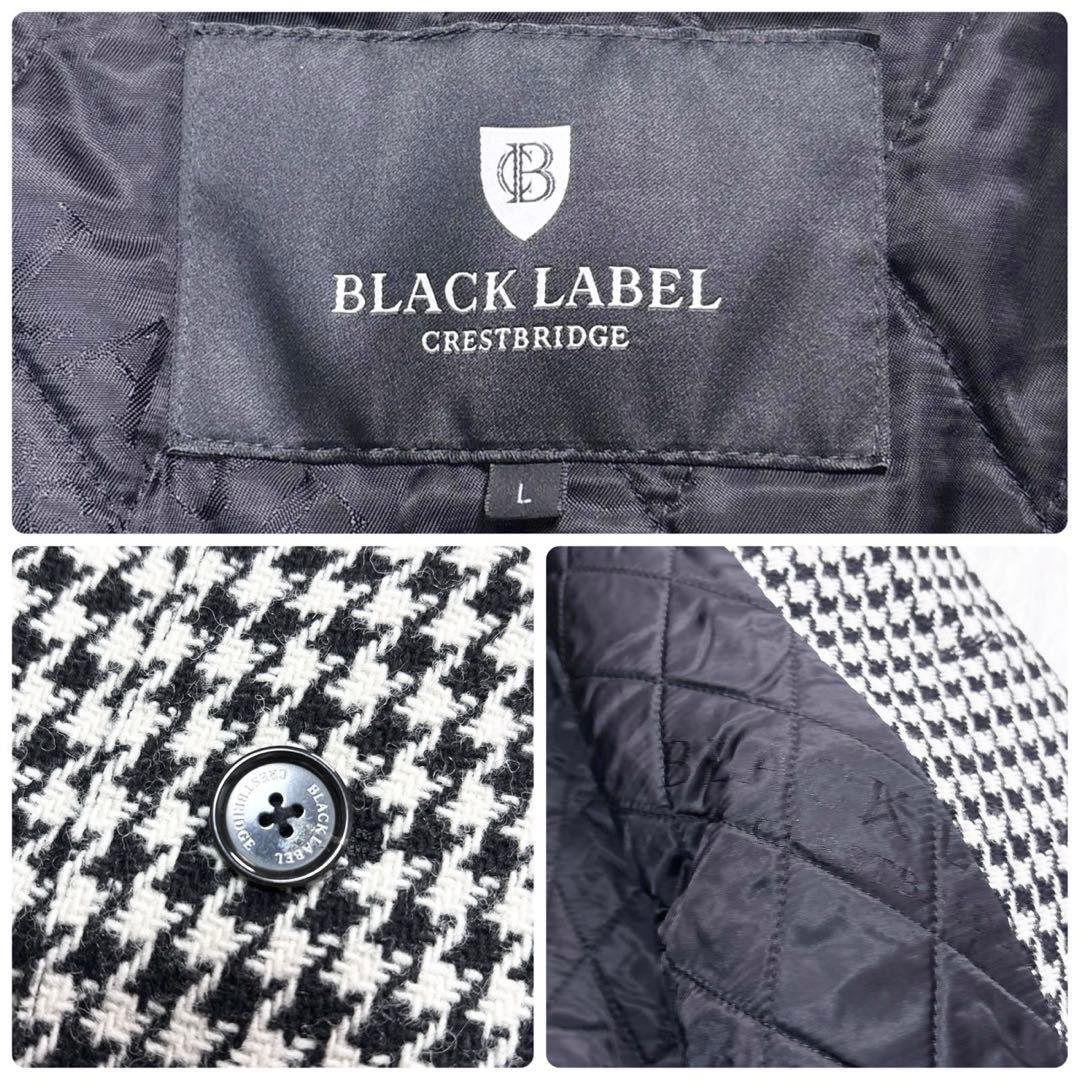 クレストブリッジ チェスターコート 千鳥柄 チェック L ロング ブラック中綿