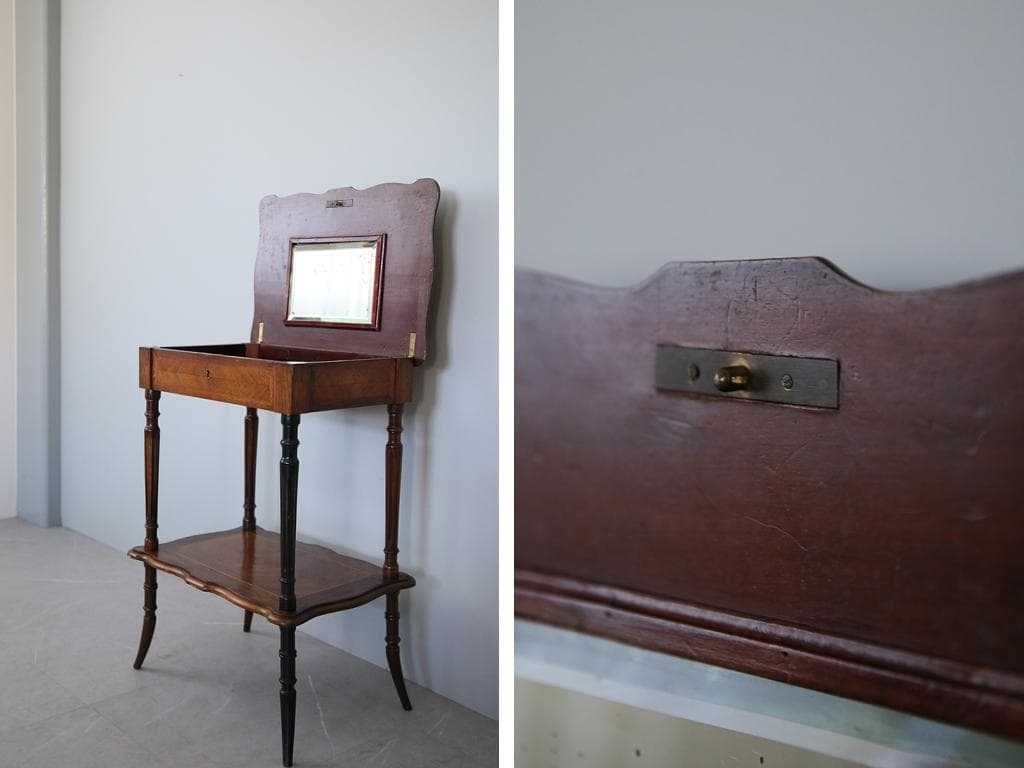 フランスアンティーク◇木製ソーイングテーブル/裁縫箱/机/化粧台(90-145)