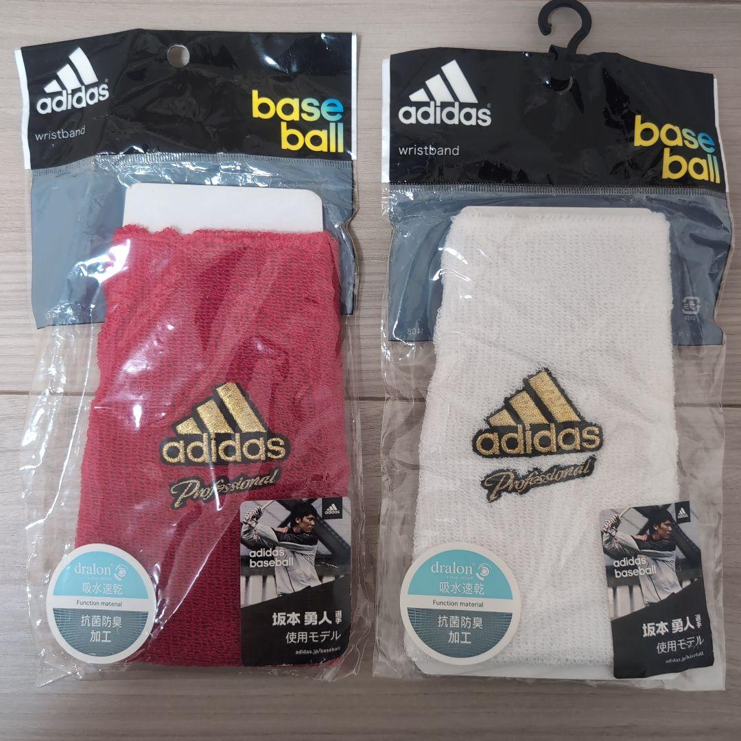 坂本勇人選手　使用モデル　adidas 野球用リストバンド 赤 白 セット