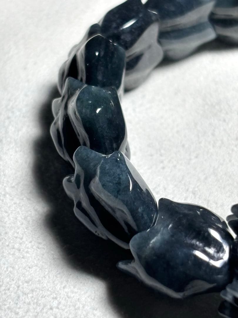 黒翡翠ドラゴンブレスレット15㎜後半（新品未使用）鑑定書付き　高品質　魔除け