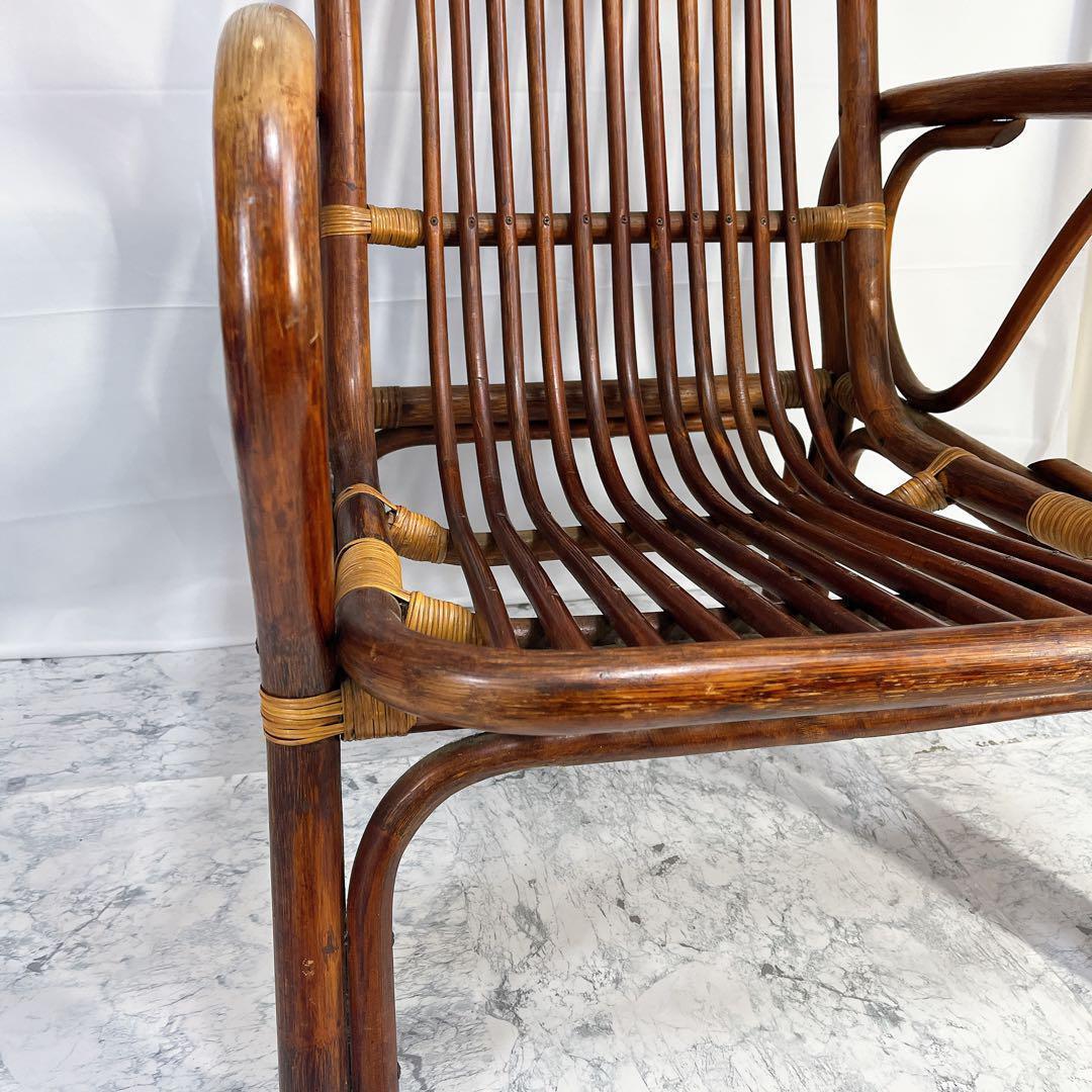 ラタン　藤　ヴィンテージ　チェア　昭和　レトロ　肘付き