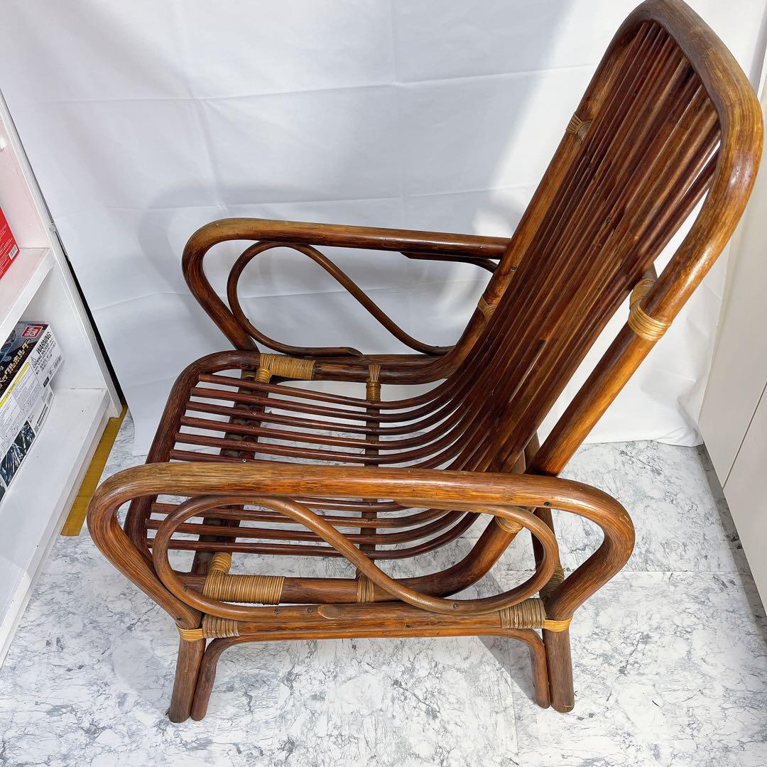 ラタン　藤　ヴィンテージ　チェア　昭和　レトロ　肘付き