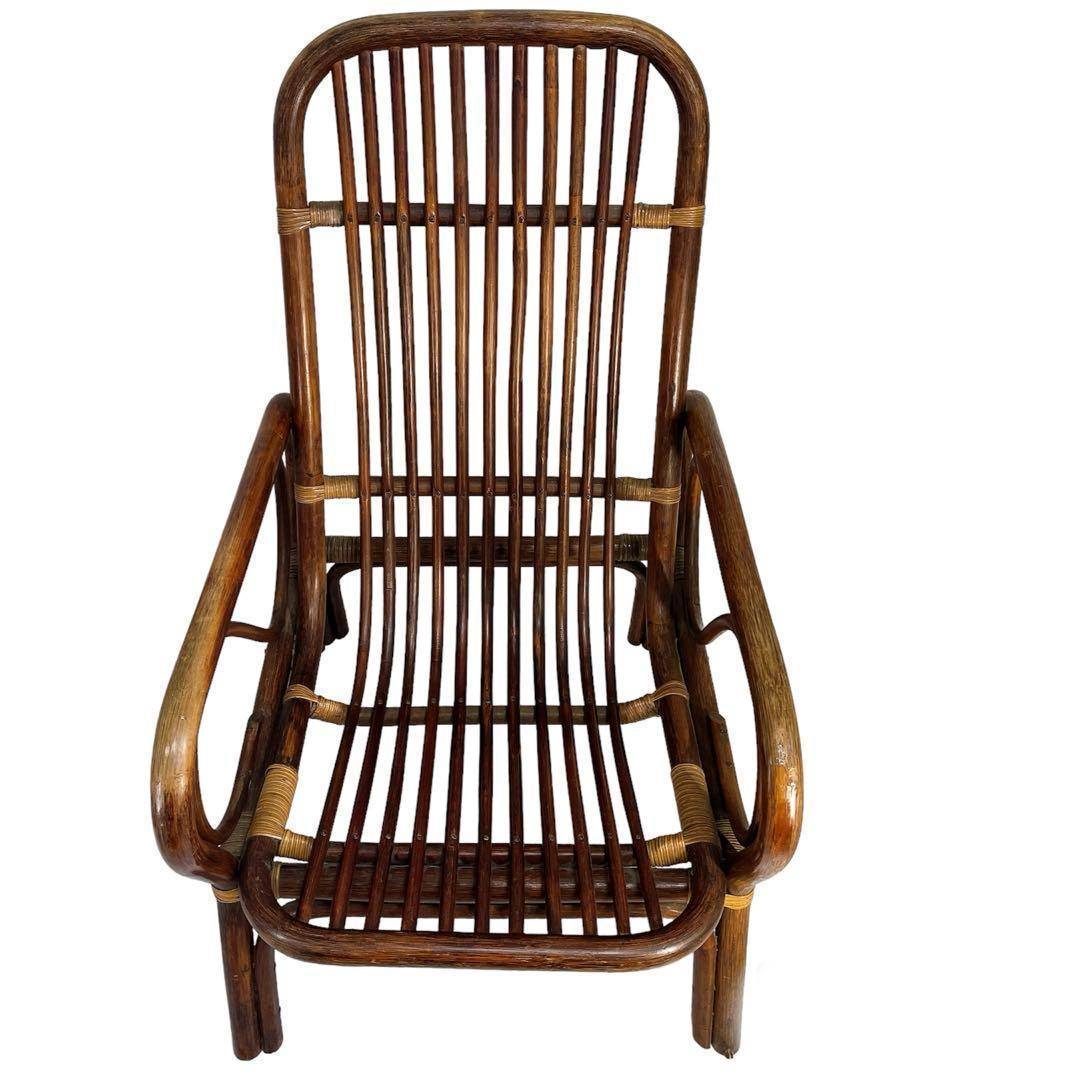 ラタン　藤　ヴィンテージ　チェア　昭和　レトロ　肘付き