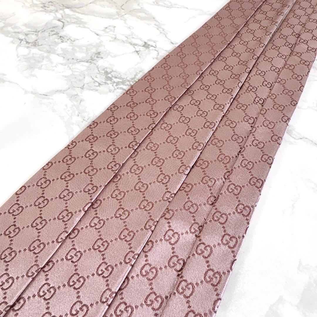 ✨未使用タグ付き✨GUCCI 現行　GG柄　シェリーライン　桃色ピンク　ネクタイ