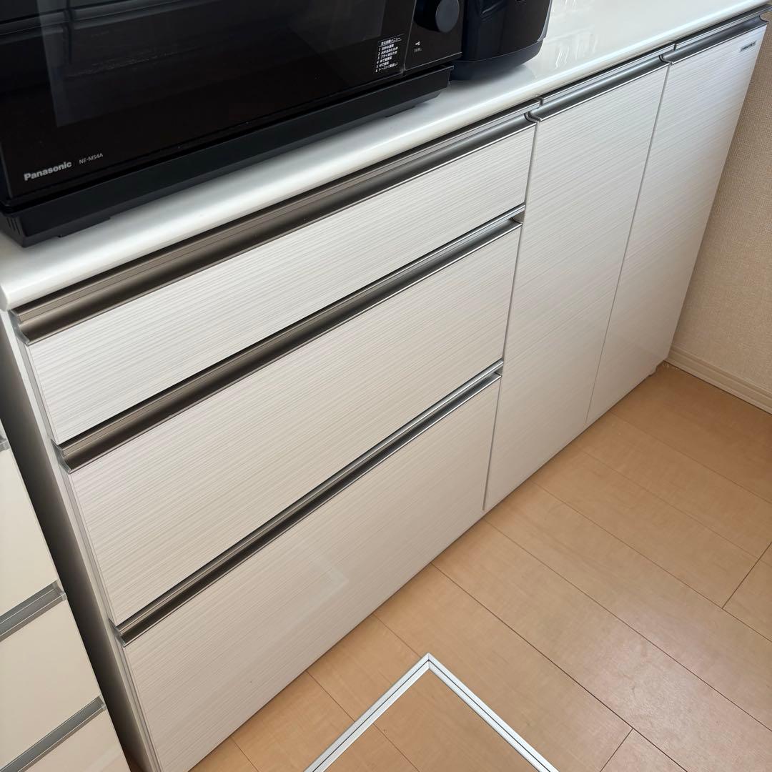 140cm ホワイト ダイニングカウンター　食器棚