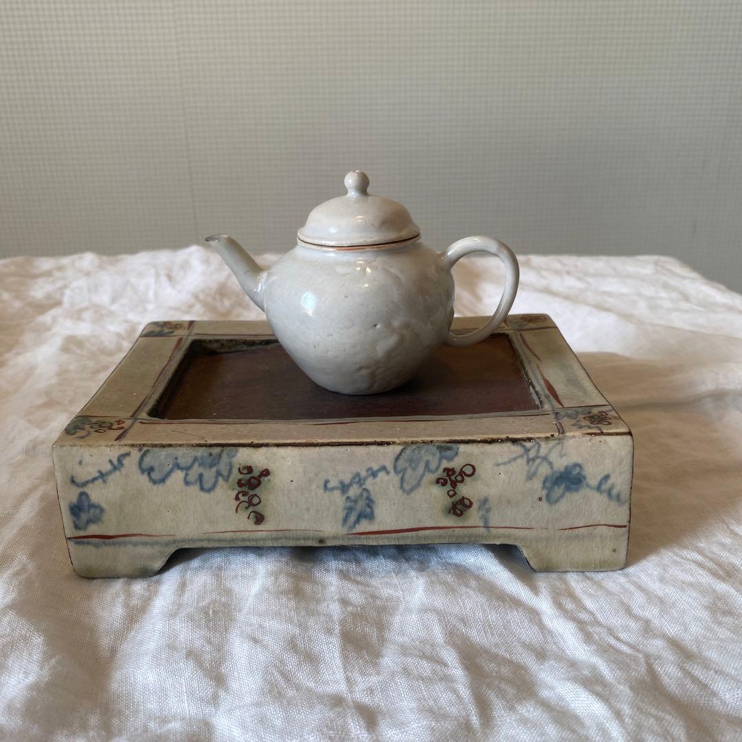 全日根 さん　硯　すずり　茶盤　置物　花柄　陶器