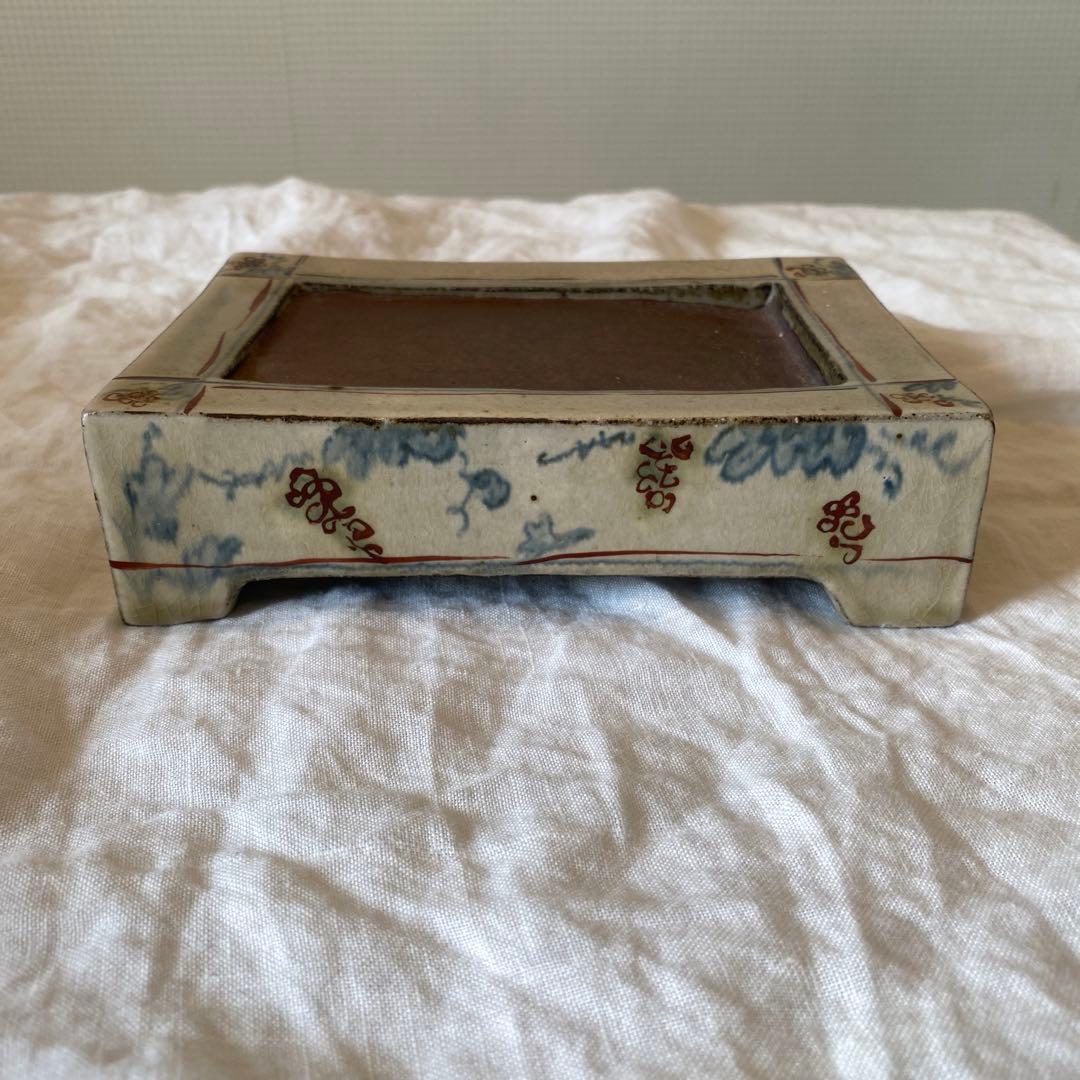 全日根 さん　硯　すずり　茶盤　置物　花柄　陶器