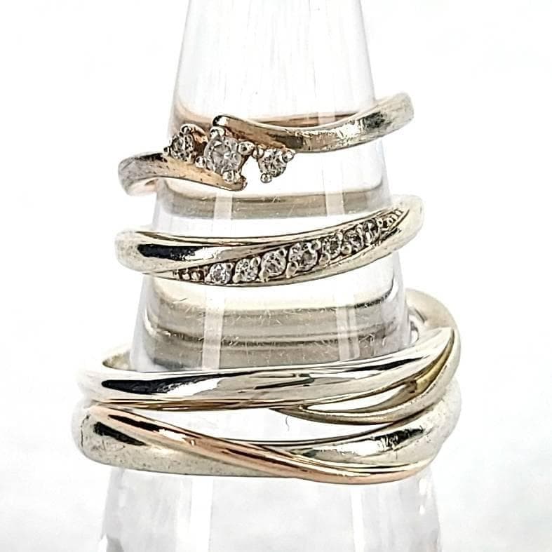 ●良品▽4℃　指輪　約7号　約16号　K10　ダイヤ　まとめ