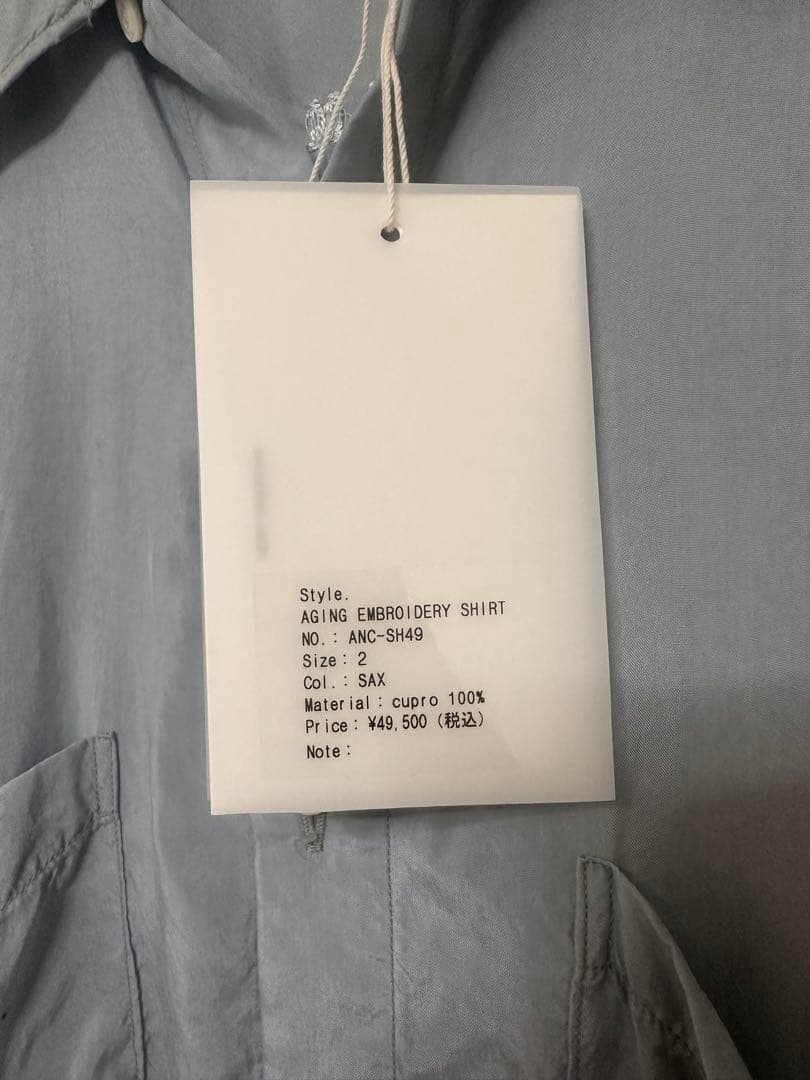 トップス ANCELLM AGING EMBROIDERY SHIRT SAX 25SS