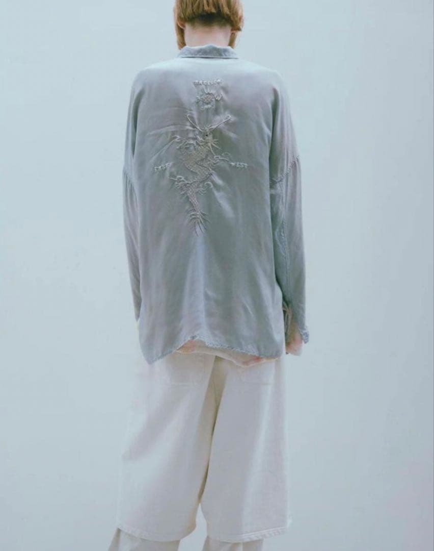 トップス ANCELLM AGING EMBROIDERY SHIRT SAX 25SS