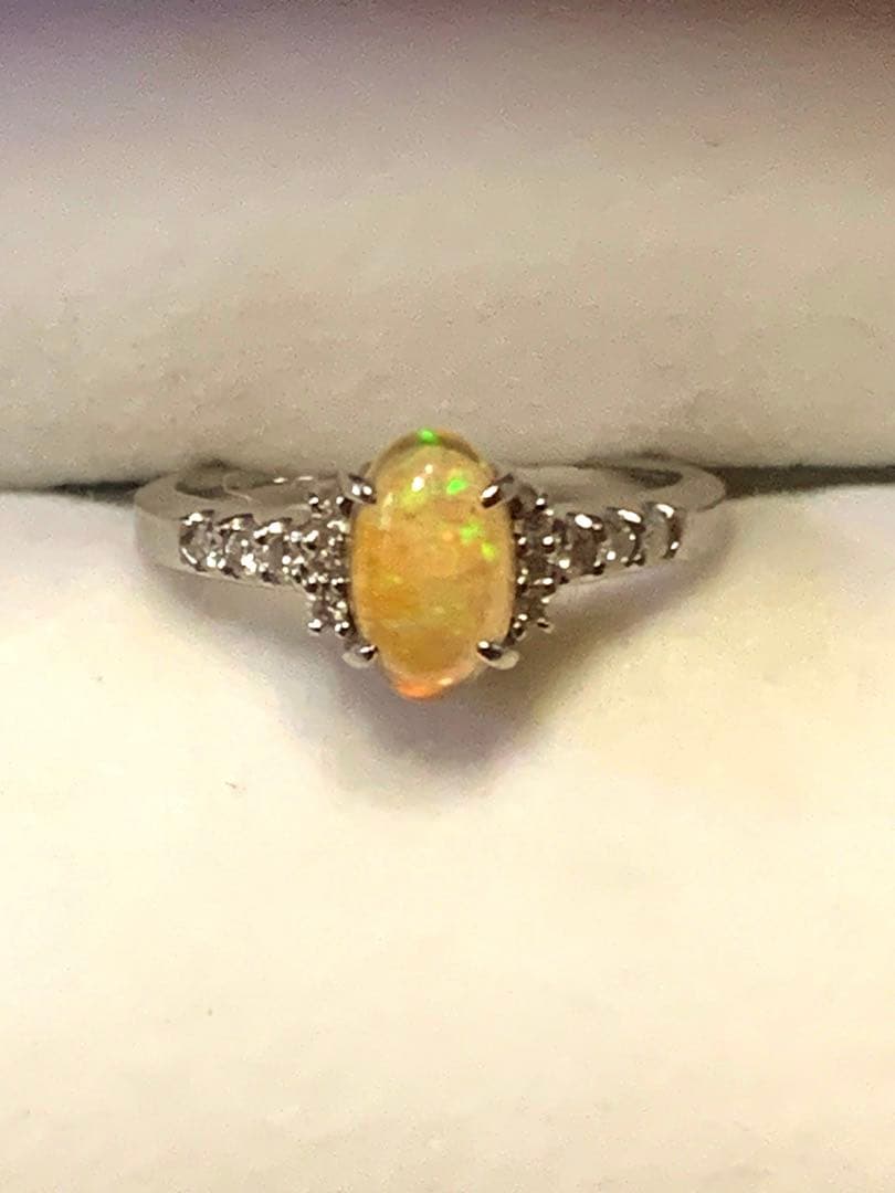 アクセサリー PT Mexican Opal Ring + Diamonds