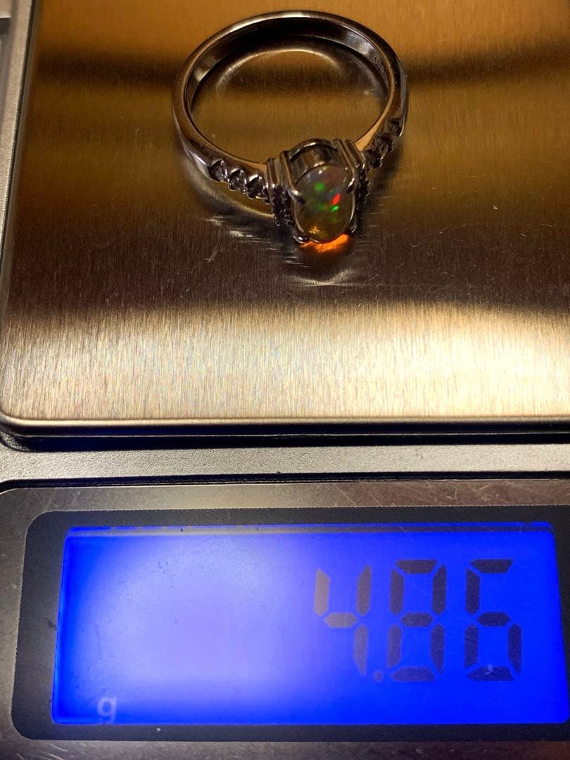 アクセサリー PT Mexican Opal Ring + Diamonds