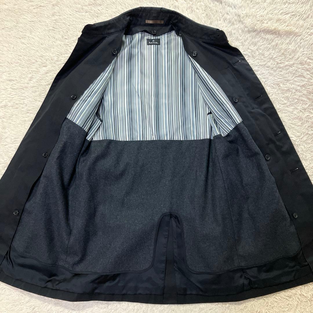 ポールスミス　トレンチコート　ライナー付き　ストライプ　カシミア　ブラック　M