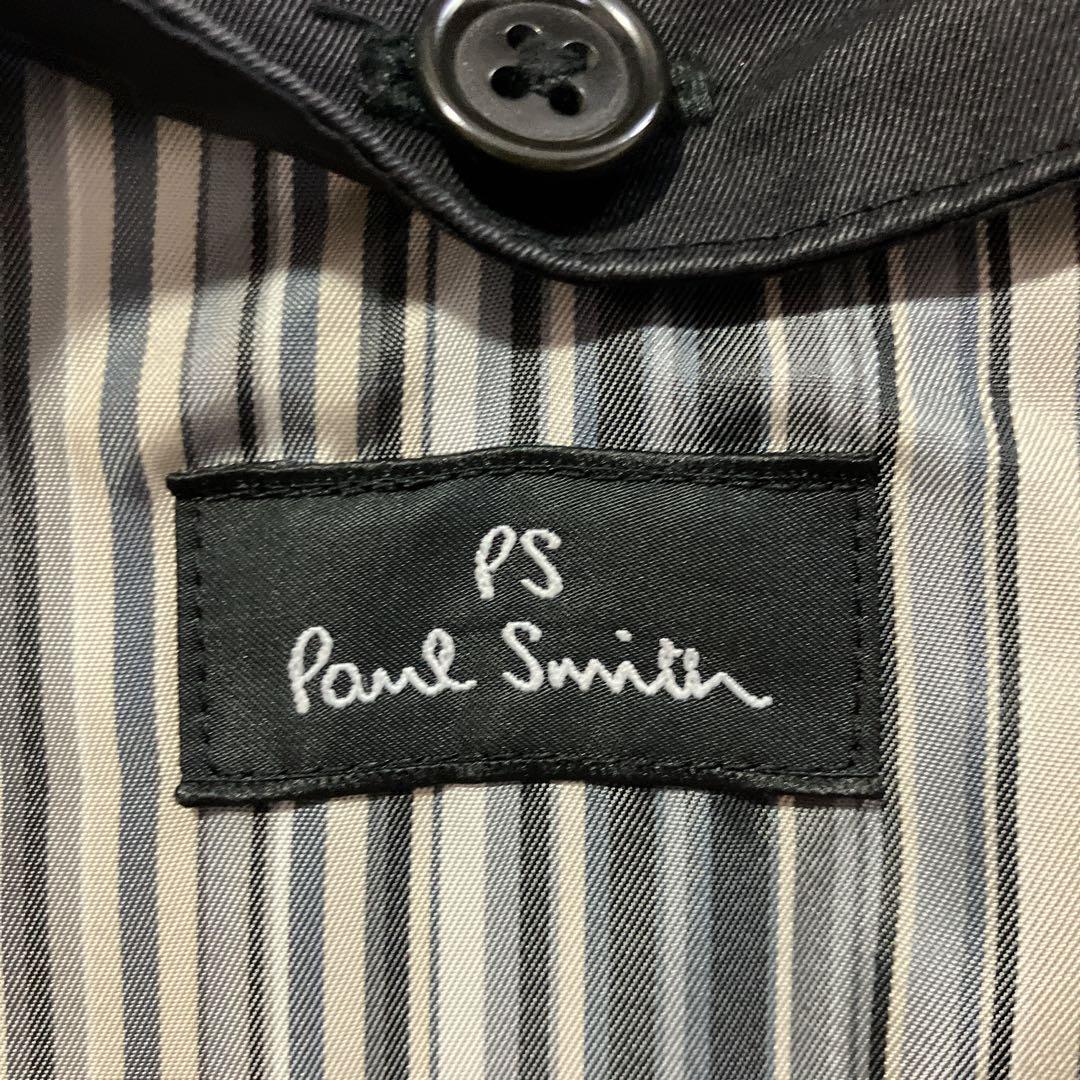 ポールスミス　トレンチコート　ライナー付き　ストライプ　カシミア　ブラック　M
