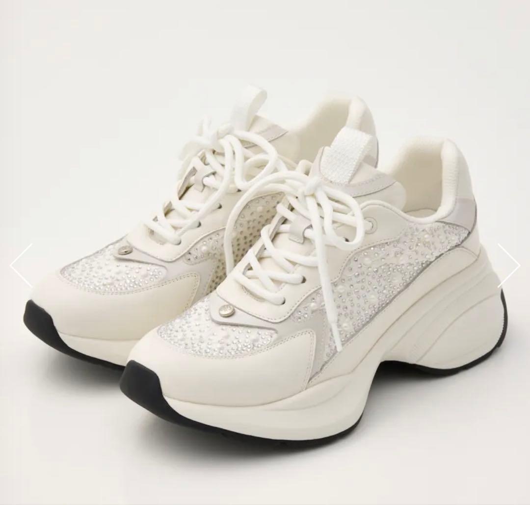 staccato パールミックスハイヒールスニーカー ホワイト