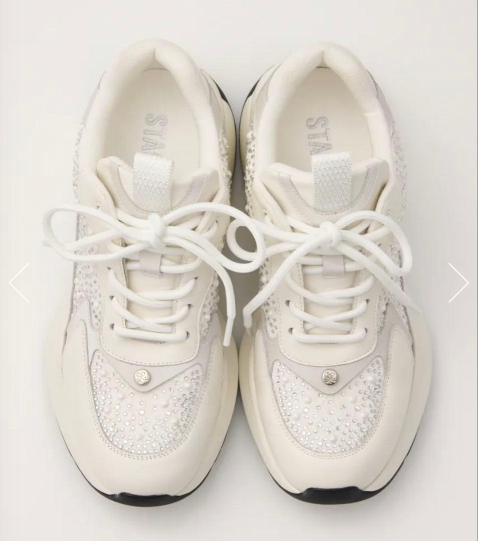 staccato パールミックスハイヒールスニーカー ホワイト
