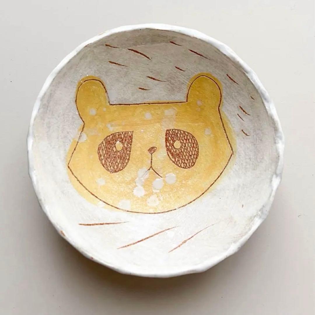 未使用品 鹿児島睦 アライグマ小皿 陶芸作品 作家 一点もの 陶器