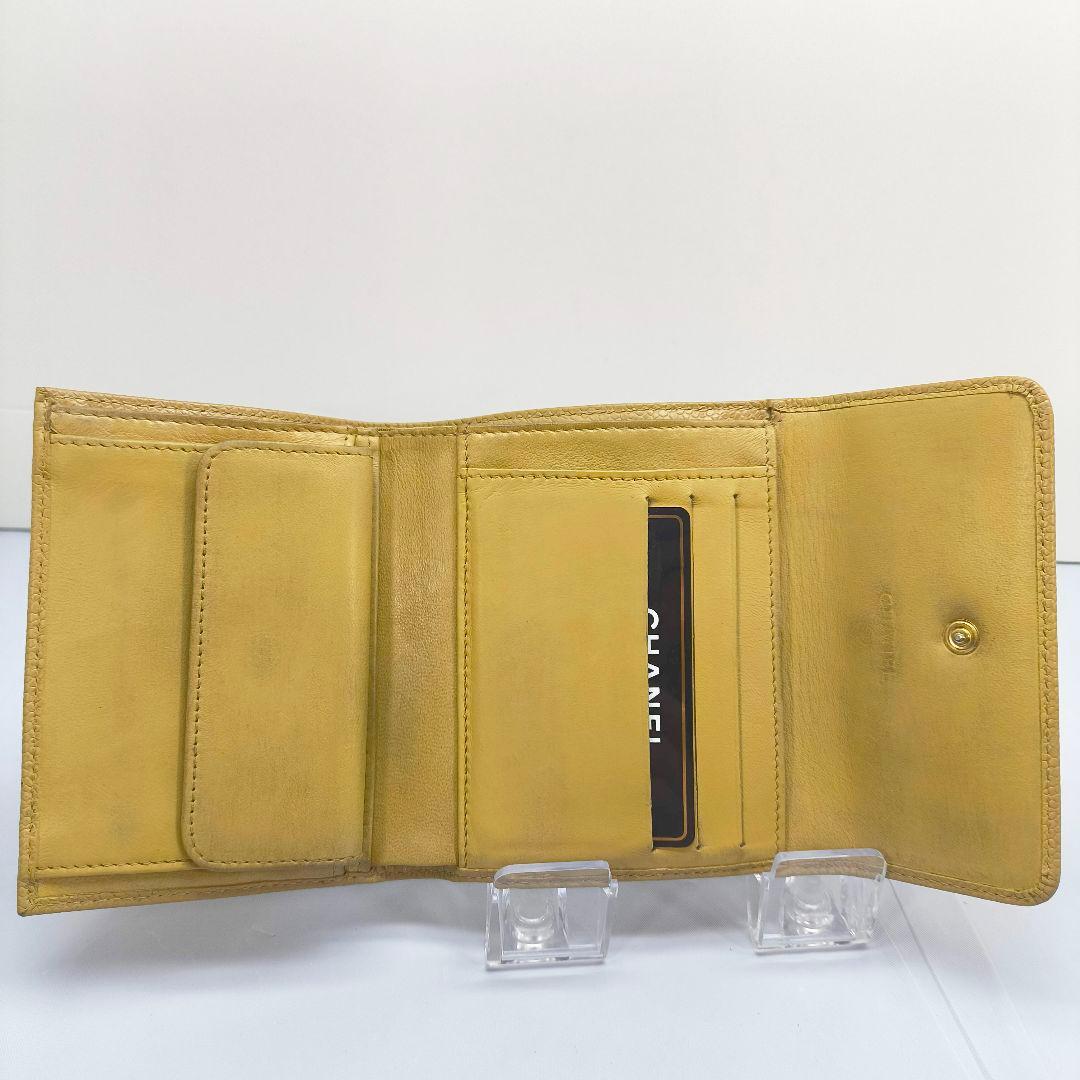 シャネル キャビアスキン 3つ折り財布 コンパクト ウォレット ココマーク