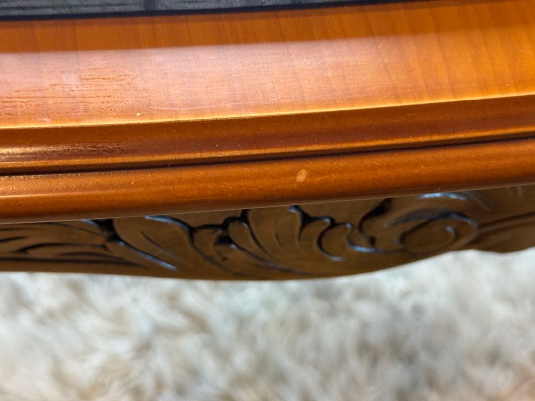 大理石　センターテーブル　ローテーブル　グリーン　クラシック　猫脚　アンティーク