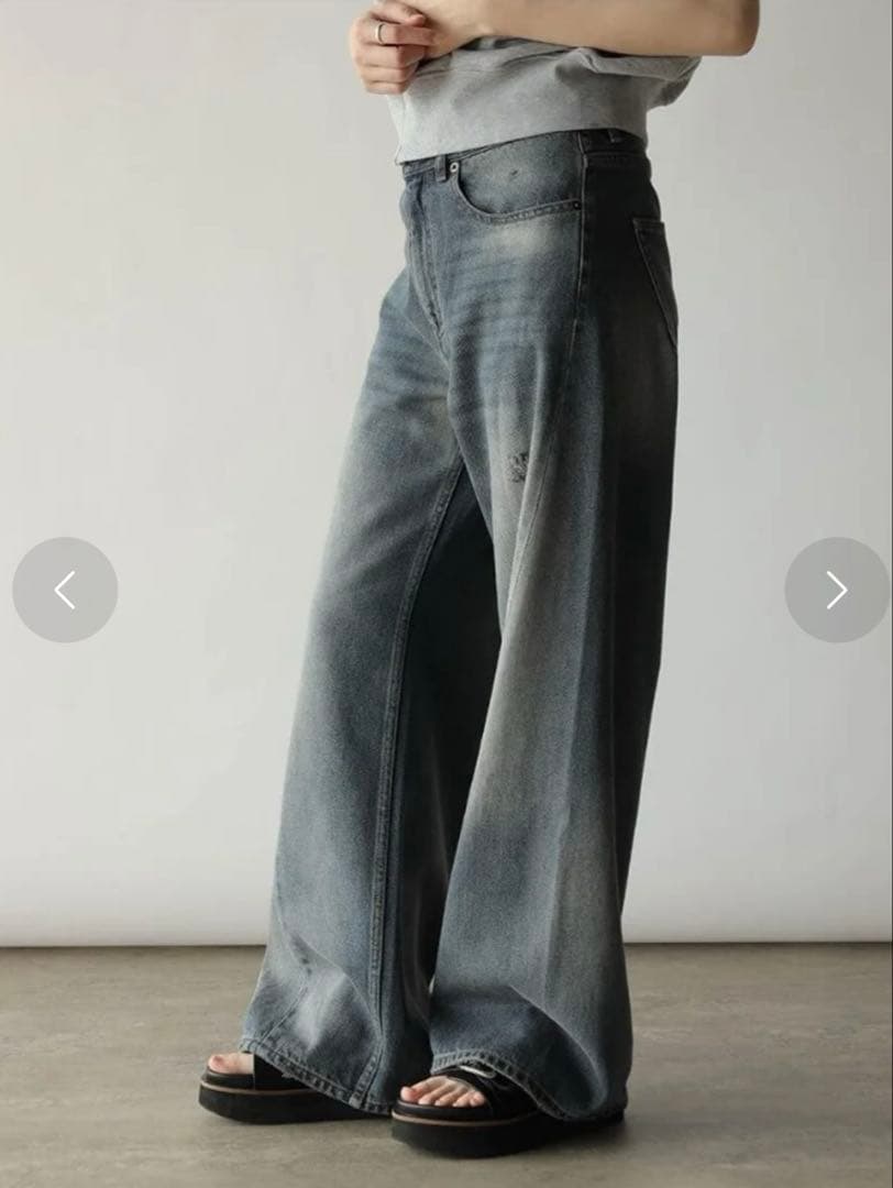 スコットクラブ RADIATE 切り替えデザイン ダメージデニム ワイドパンツ