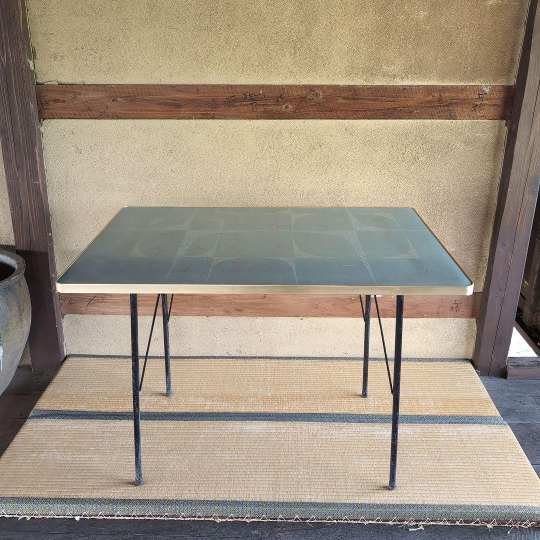 r*0様 昭和レトロ　アイアン脚テーブル　アンティーク 作業台　W1050