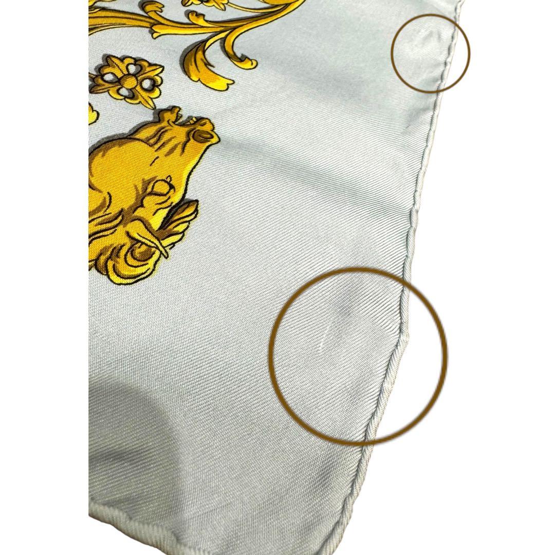 【美品】HERMES カレ90　ロンシャンへの散歩　水色