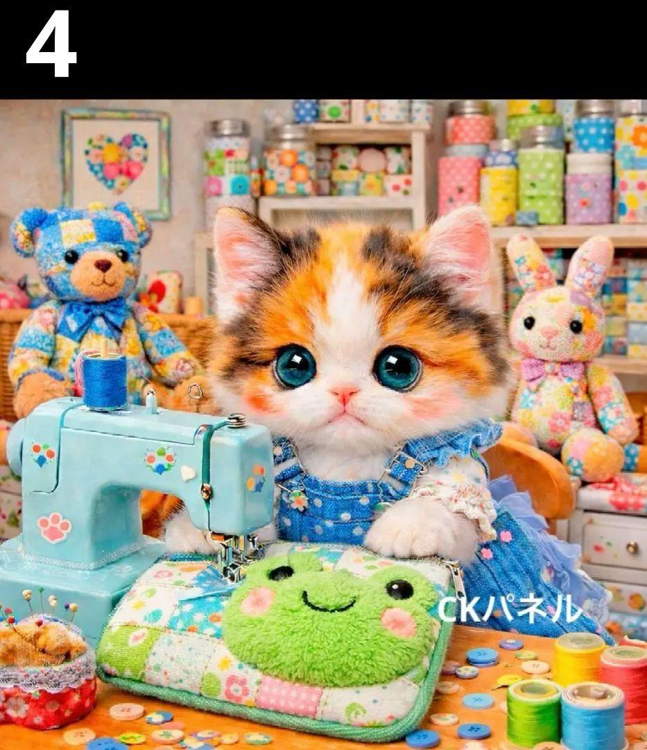 オーダーページ　ハンカチ　289 ミシンにゃんこ柄　1/15