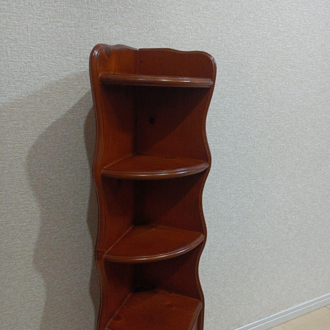 アンティーク　北欧風　木製コーナーラック コーナー飾り棚 3段収納