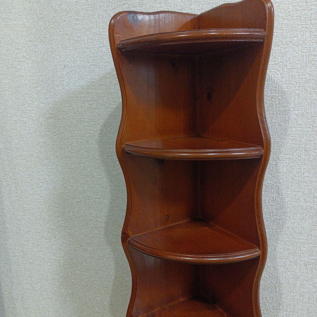 アンティーク　北欧風　木製コーナーラック コーナー飾り棚 3段収納