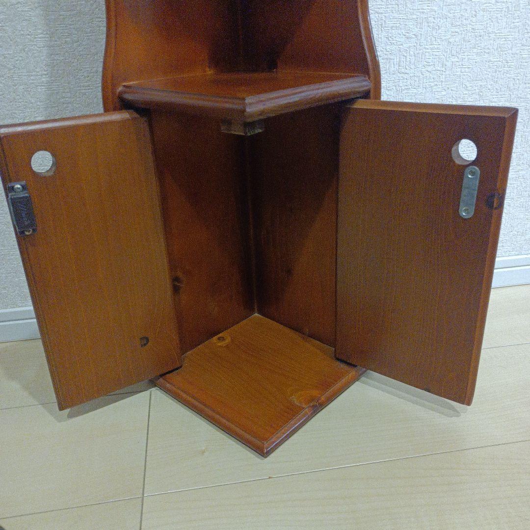 アンティーク　北欧風　木製コーナーラック コーナー飾り棚 3段収納