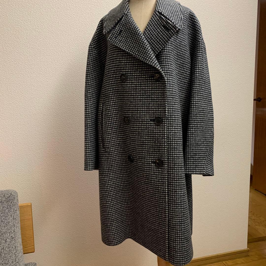 Plage プラージュ　チェック柄ダブルボタンロングコート　38サイズ